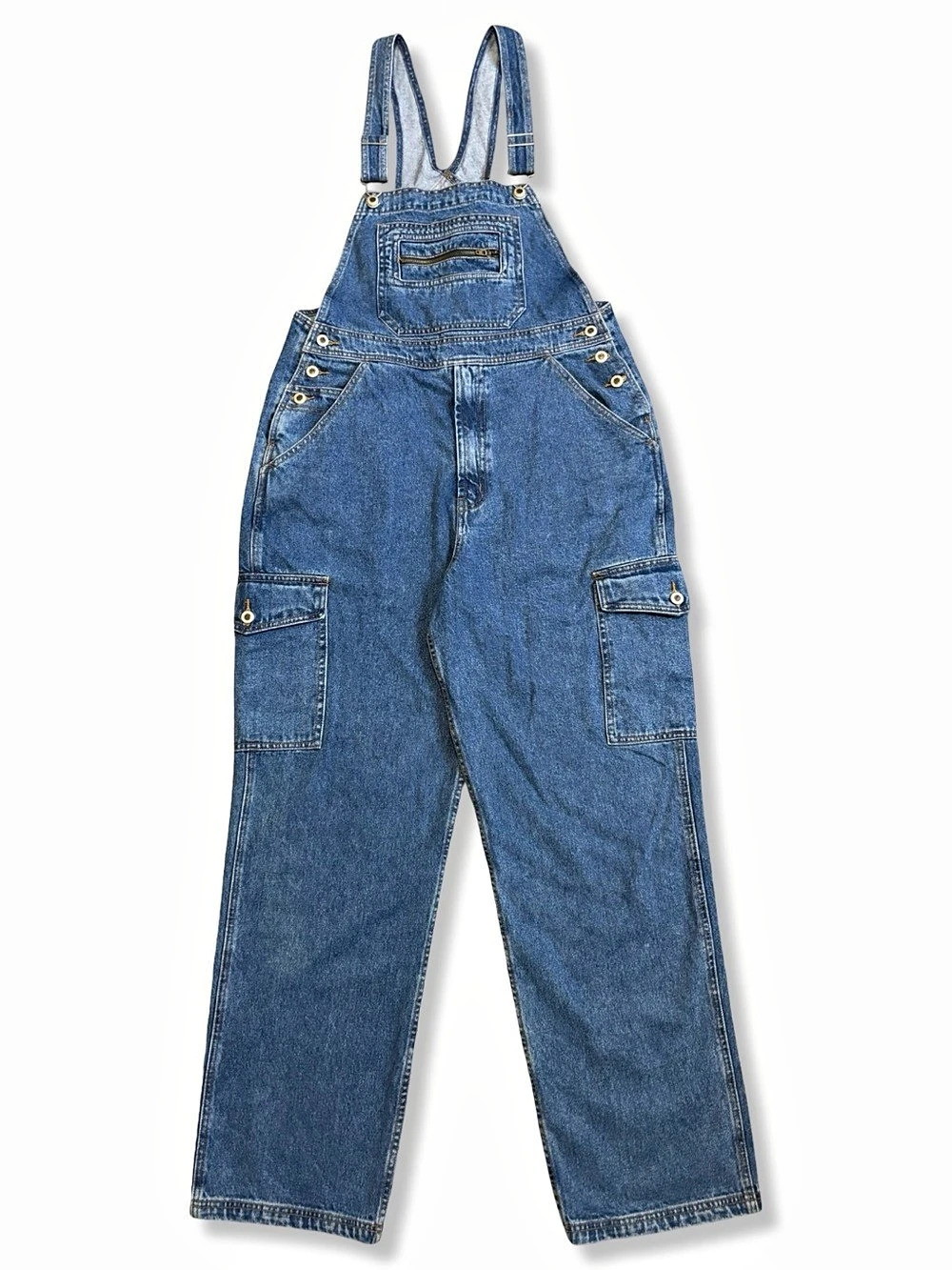 Vintage 90s Nevada Denim Cargo Overalls Blue Waist 40